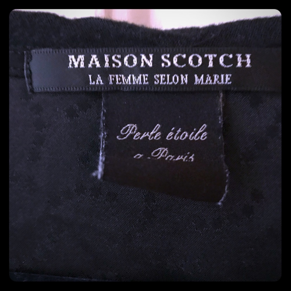 Maison Scotch drape neck top in black